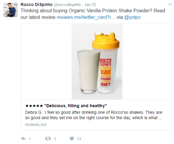 Customer review on Twitter example