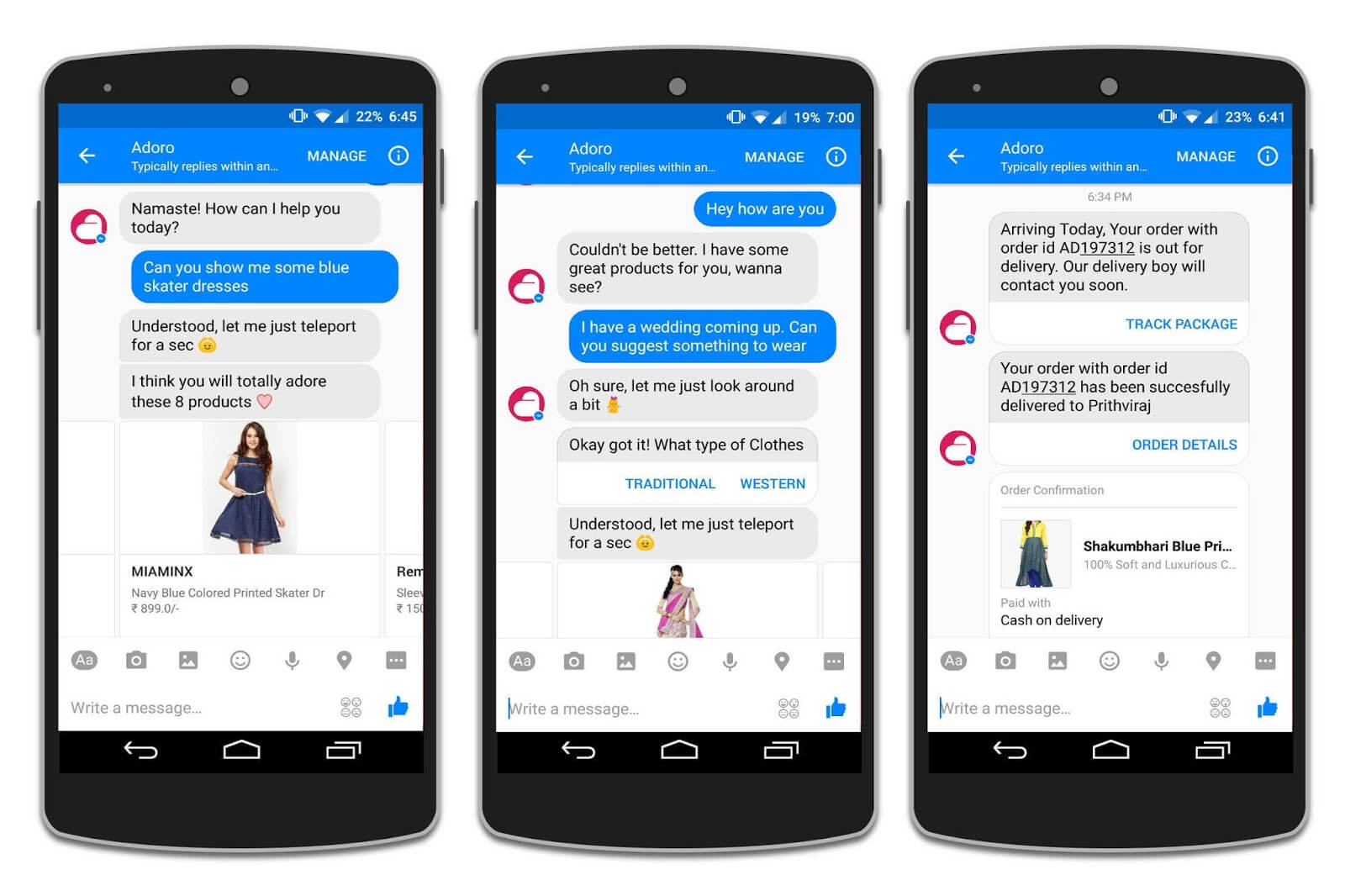 Adoro's conversational commerce bot