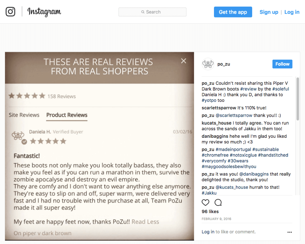 pozu Share screenshots of top reviews on social 1
