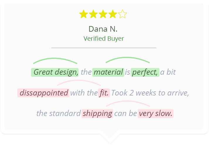 Customer satisfaction in reviews