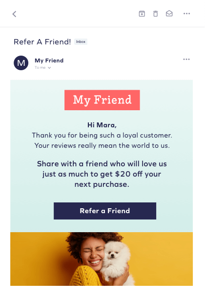 Refer a friend email mockup