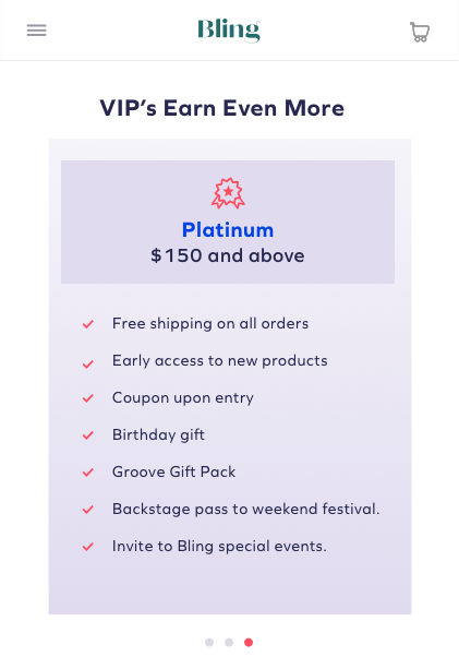 Loyalty program tier mockup 