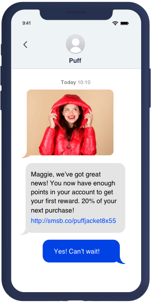 Convert points to purchases SMS flow mockup