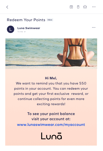 Loyalty point balance reminder mockup