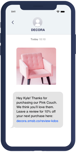 SMS review request mockup