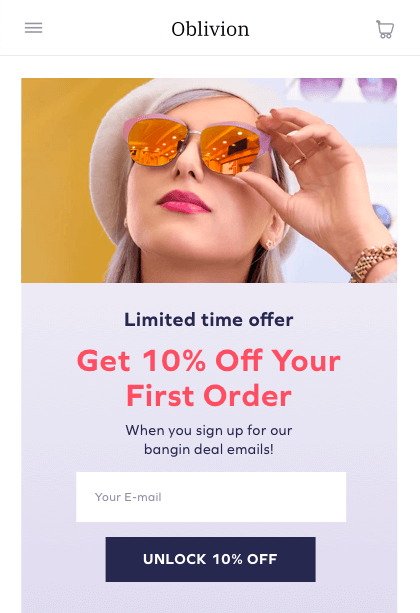 Email collection popup mockup 