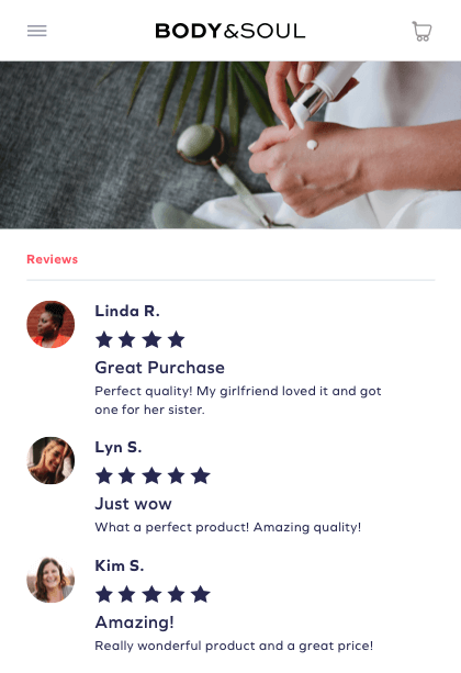 SEO reviews page mockup 