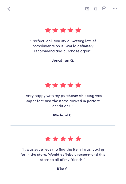 Reviews in emails mockup