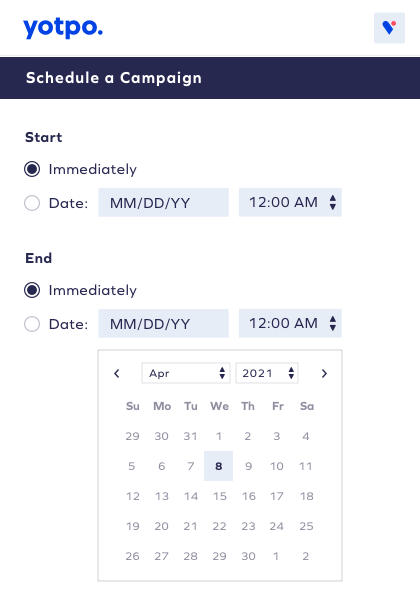 Scheduled campaigns mockup  