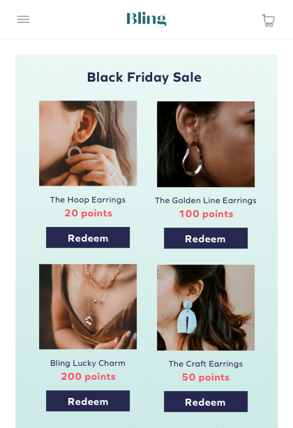 Redeem points for products mockup