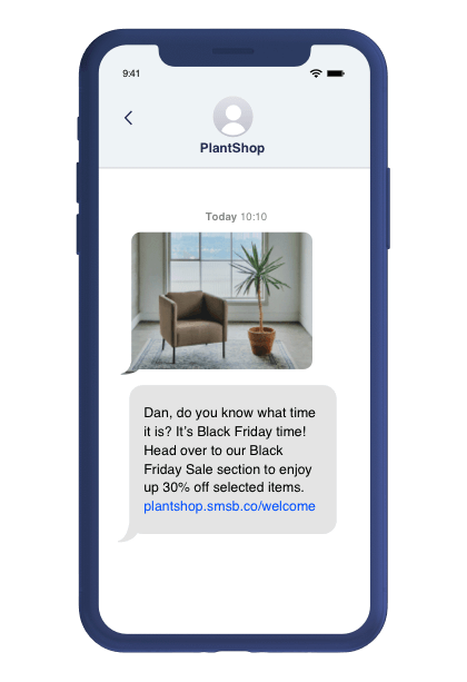 SMS conversation flow mockup