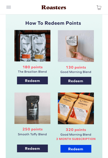 subscriptions points mockup