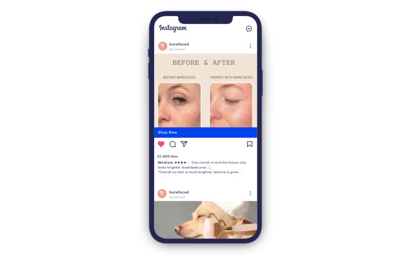 Barefaced Before & After IG campaign