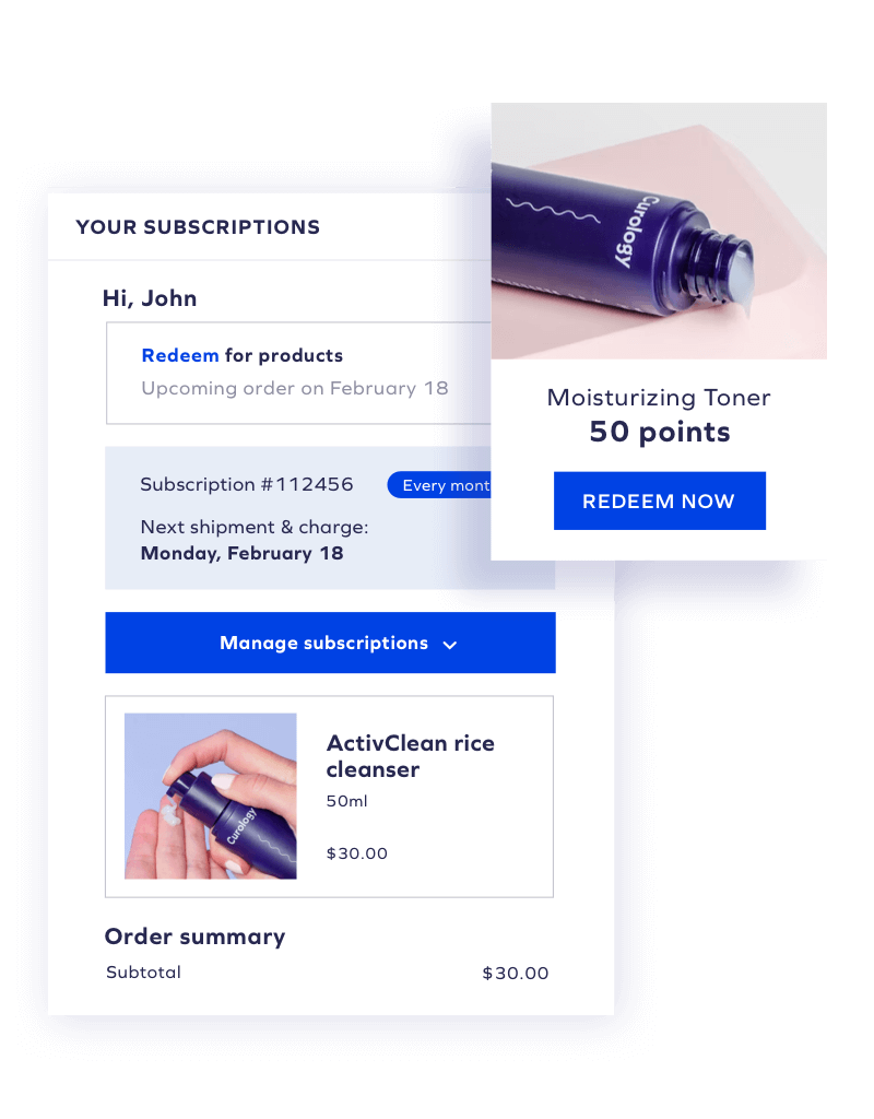 Redeem loyalty points directly through the subscription portal