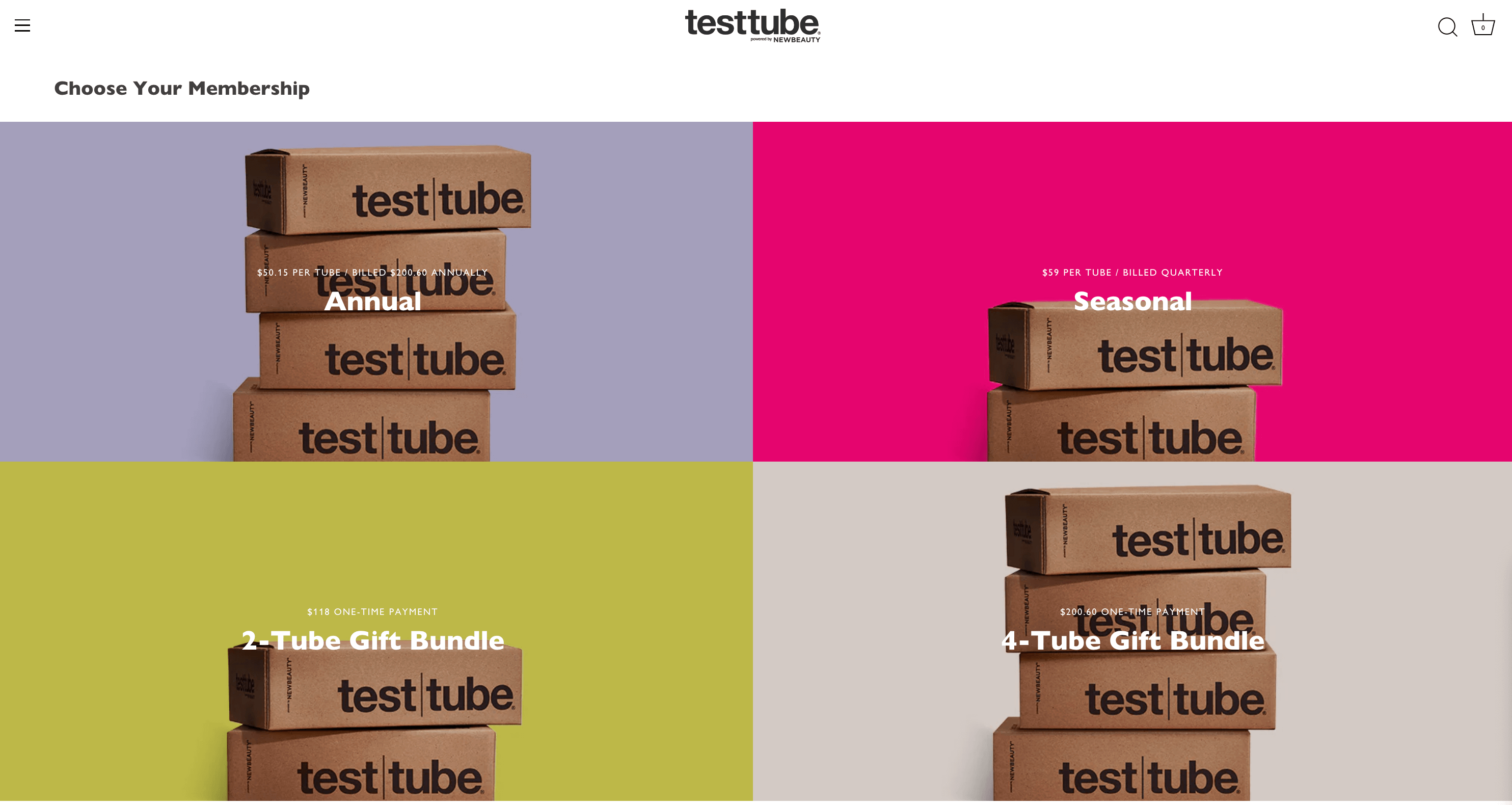 TestTube Beauty prepaid subscription plans