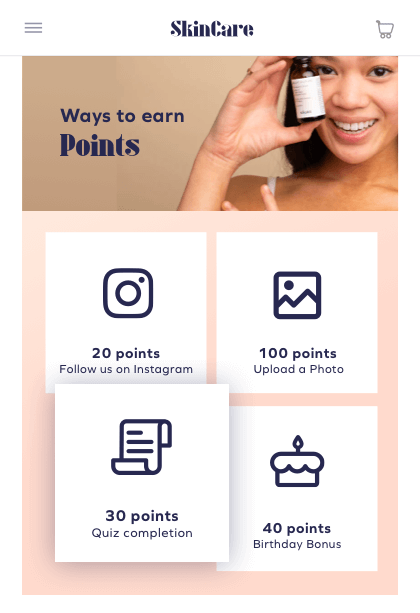 Award points for quiz & survey completion