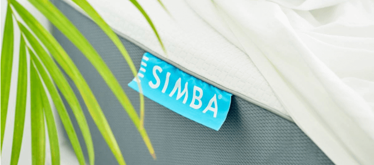 Close up of Simba Sleep mattress with tag