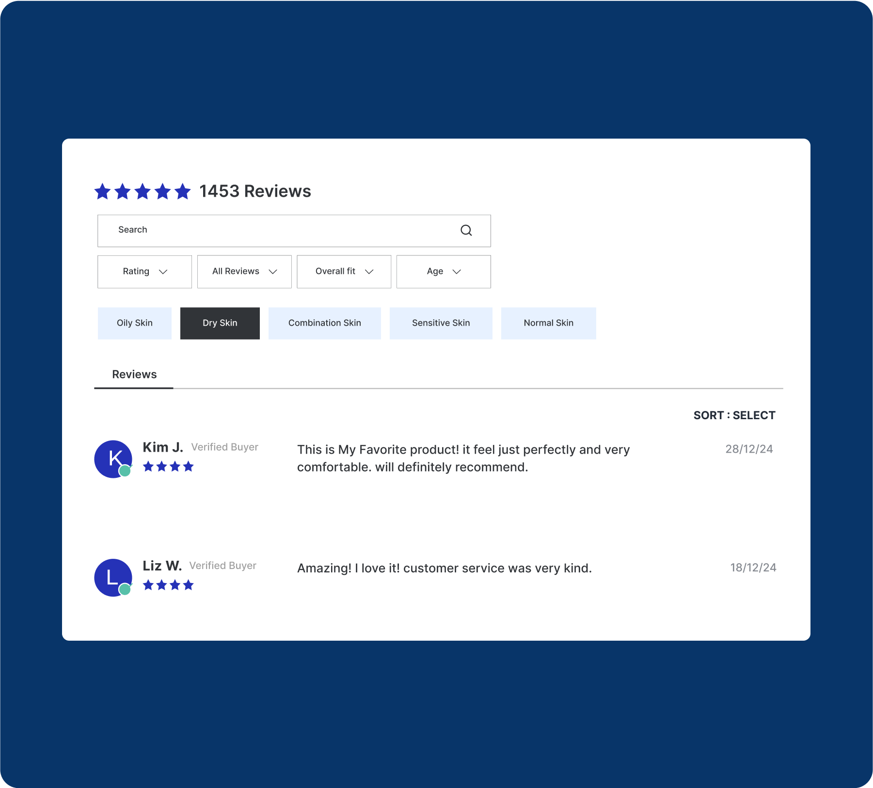 Smart Filters by skin type