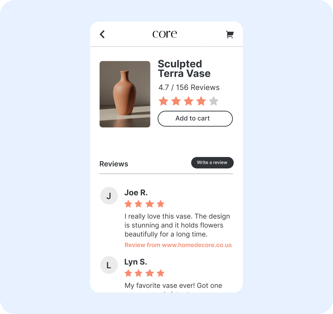 Display reviews in app