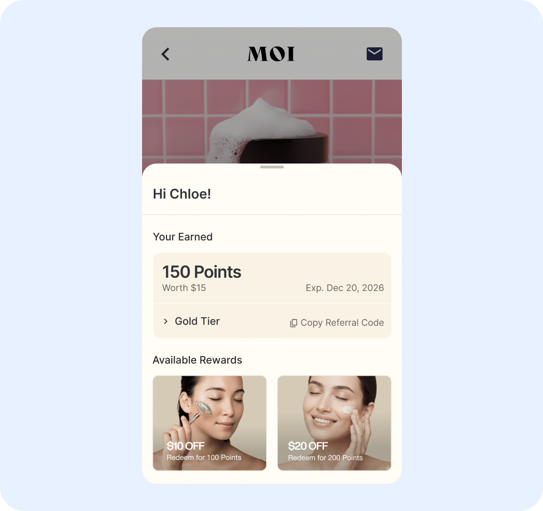 In-app loyalty details